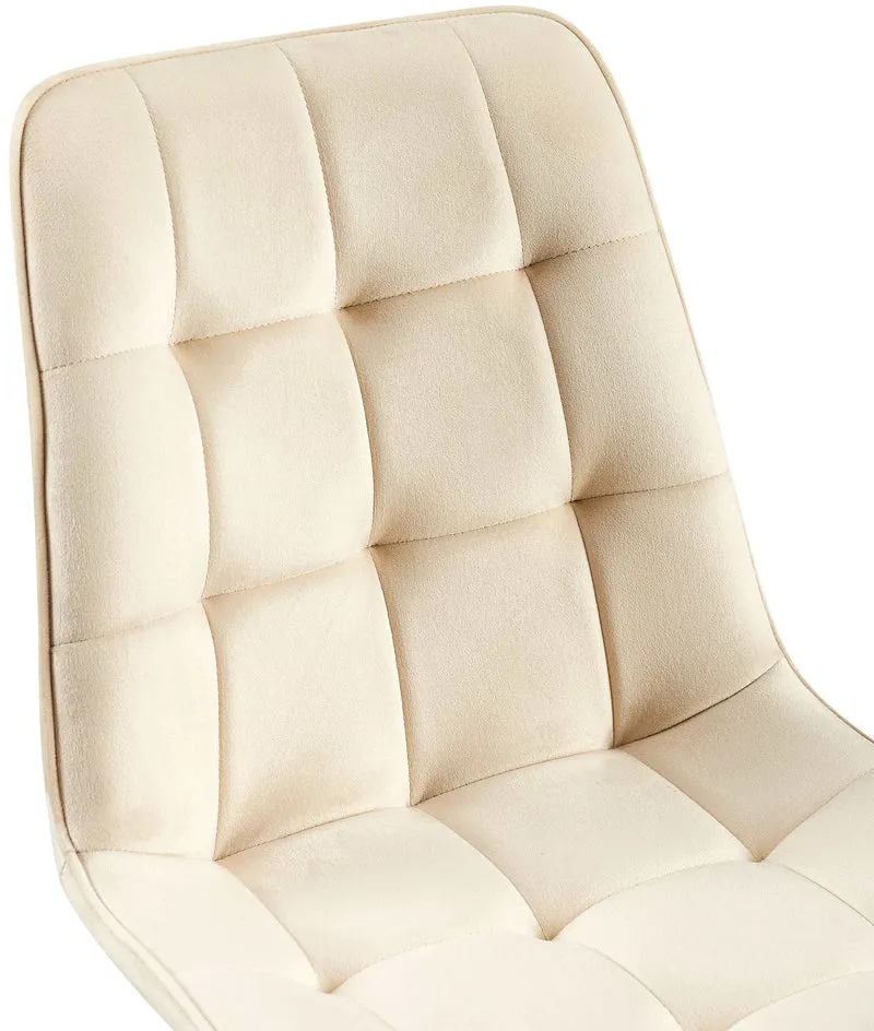 Lot de 2 chaises de salle à manger coutures décoratives carrées en velours crème cadre métal noir 10_0007434