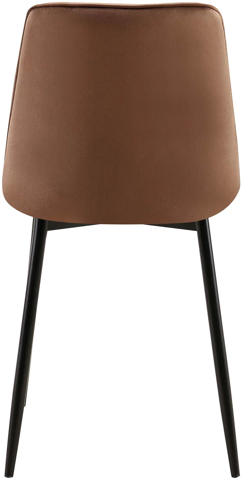 Chaise de salle à manger x1 coutures décoratives carrées en velours marron cadre métal noir 10_0007422