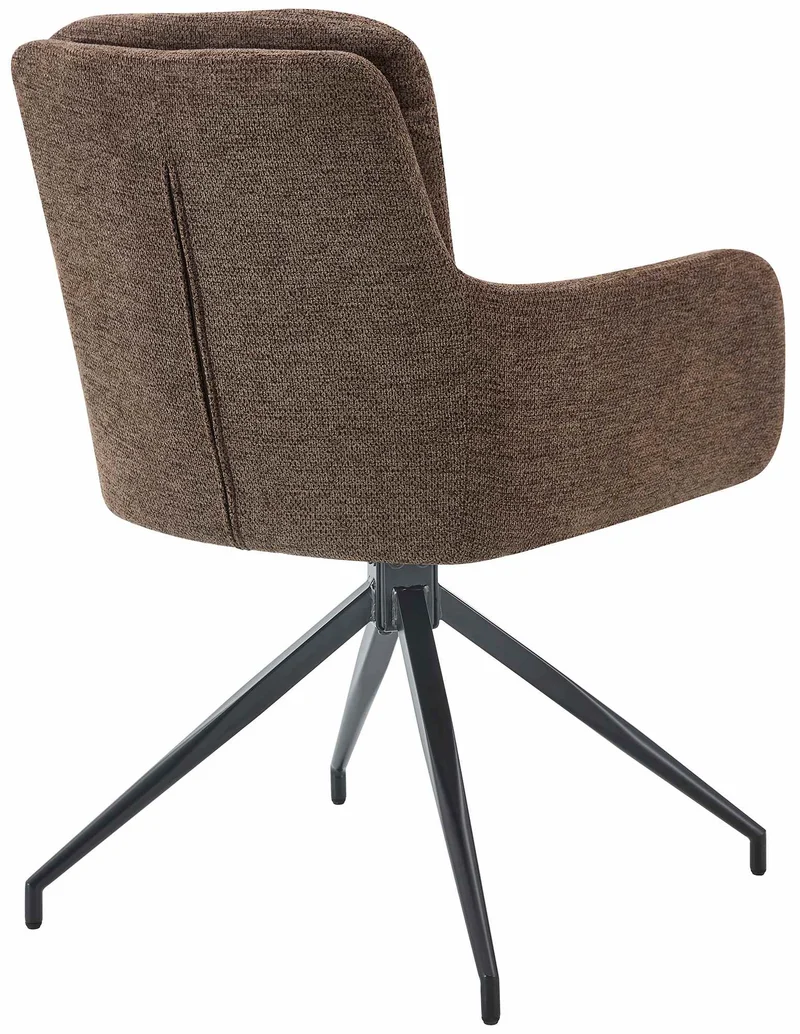 Chaise de salle à manger x1 fonction pivotante confortable et moderne en tissu marron cadre métal 10_0007531