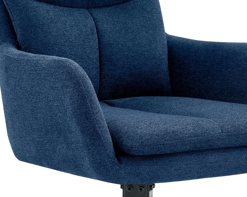 Lot de 2 chaises de salle à manger avec accoudoirs assise fonction pivotante en tissu bleu 10_0007381