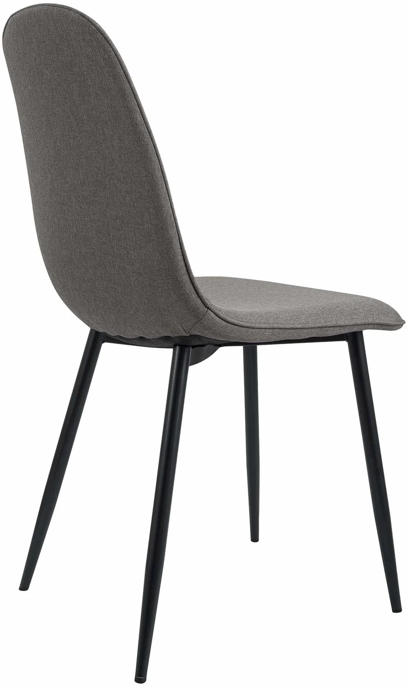 Lot de 2 chaises de salle à manger élégantes et minimalistes en tissu gris clair cadre en métal noir 10_0007774
