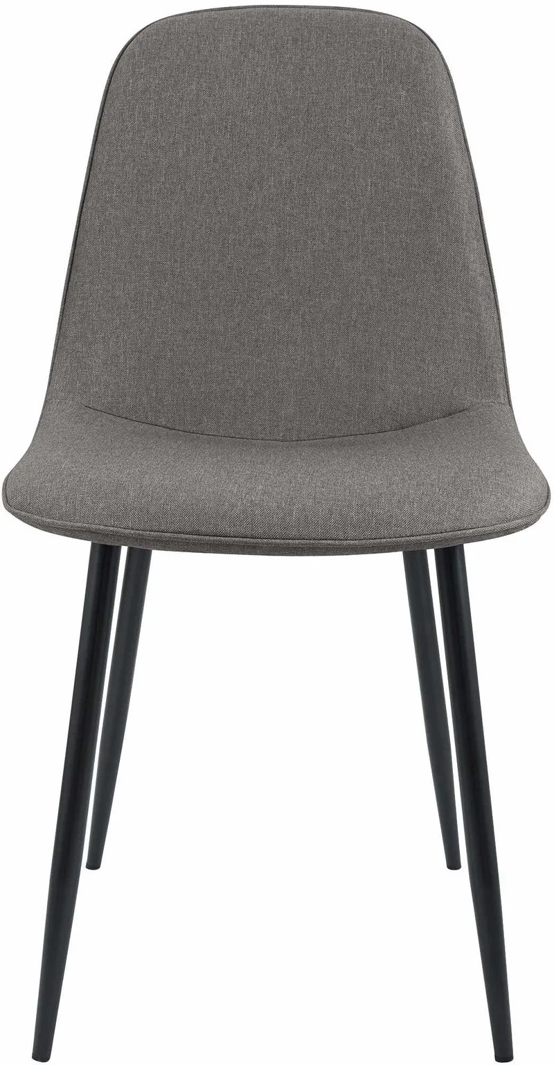 Lot de 2 chaises de salle à manger élégantes et minimalistes en tissu gris clair cadre en métal noir 10_0007774