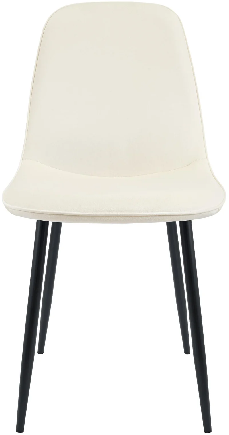 Lot de 2 chaises de salle à manger élégantes et minimalistes en velours crème cadre en métal noir 10_0007570