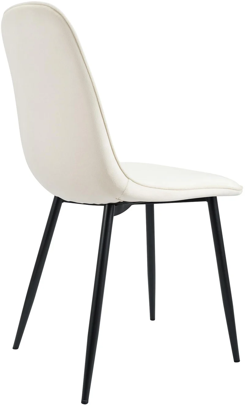 Lot de 2 chaises de salle à manger élégantes et minimalistes en velours crème cadre en métal noir 10_0007570