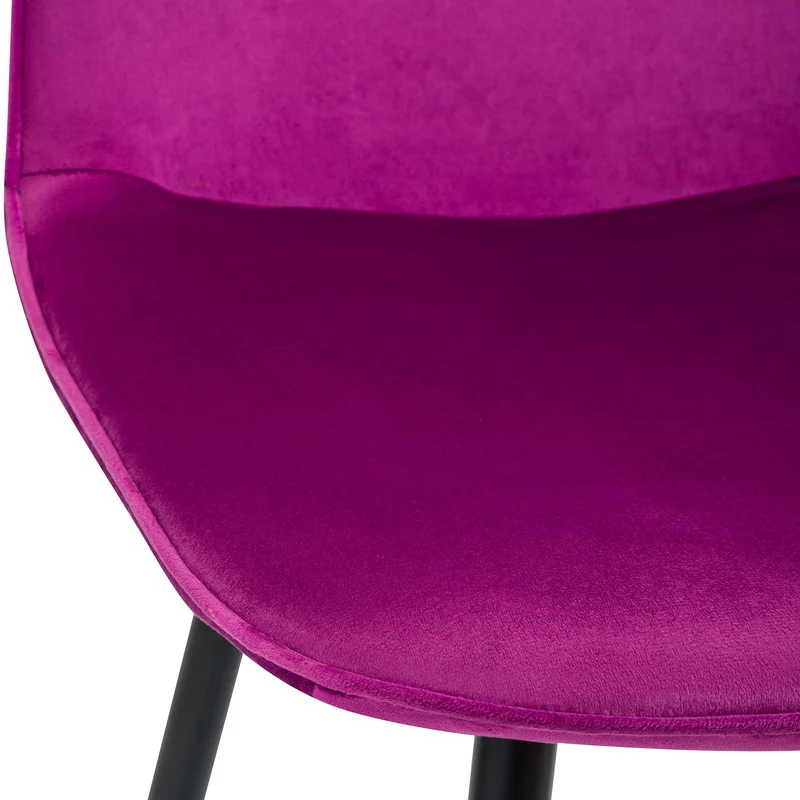 Lot de 2 chaises de salle à manger élégantes et minimalistes en velours violet cadre en métal noir 10_0007544