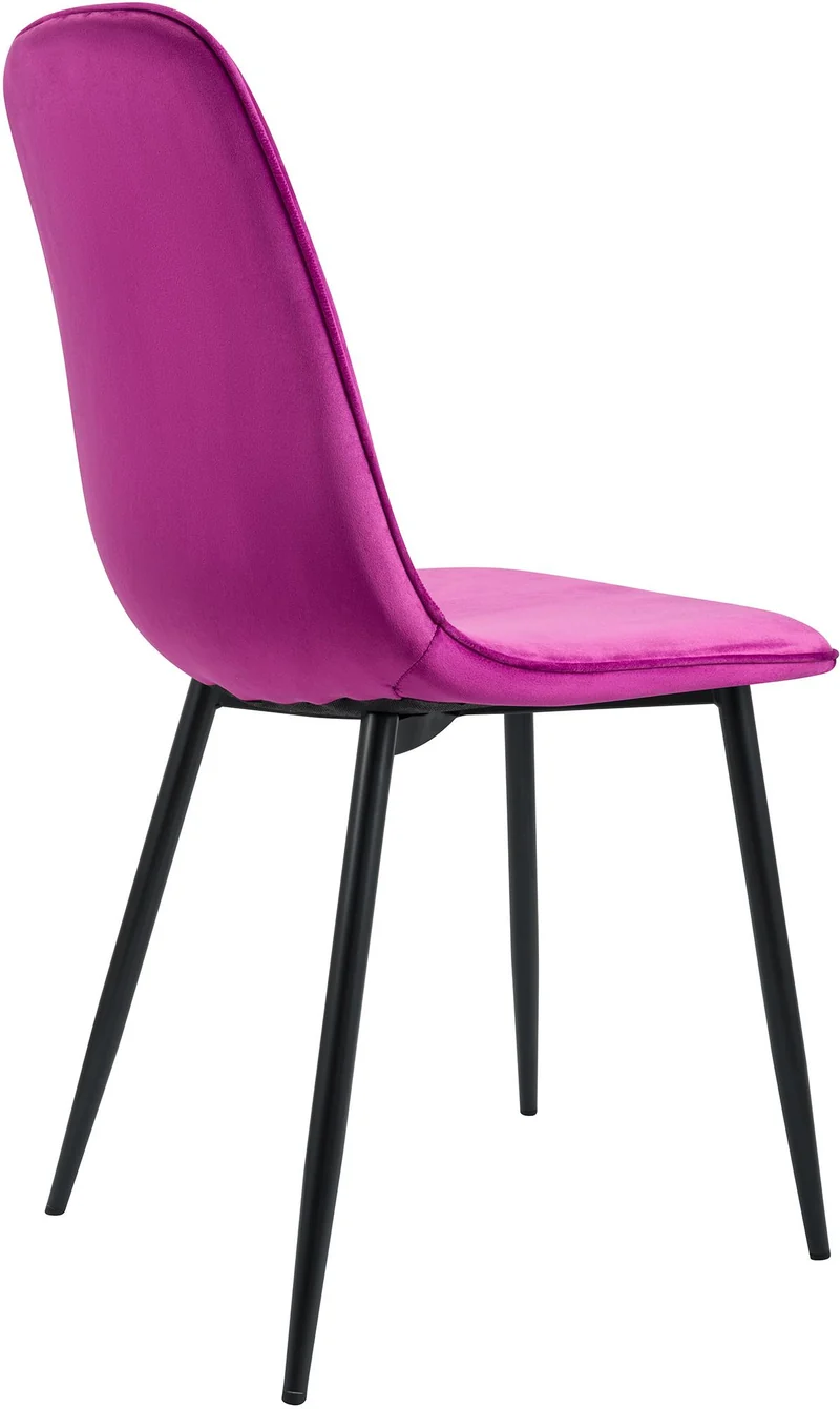 Lot de 2 chaises de salle à manger élégantes et minimalistes en velours violet cadre en métal noir 10_0007544