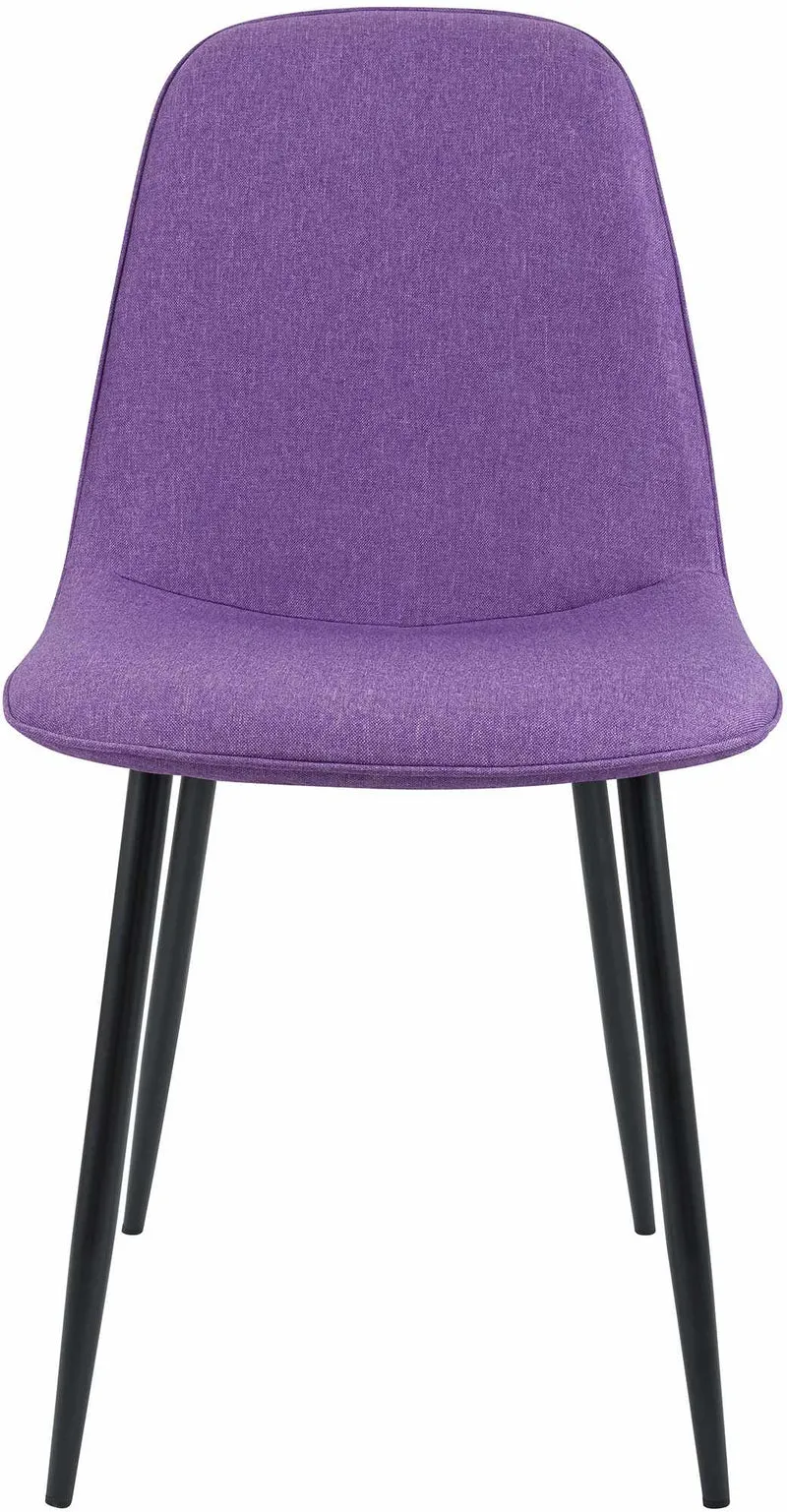 Lot de 2 chaises de salle à manger élégantes et minimalistes en tissu violet cadre en métal noir 10_0007543