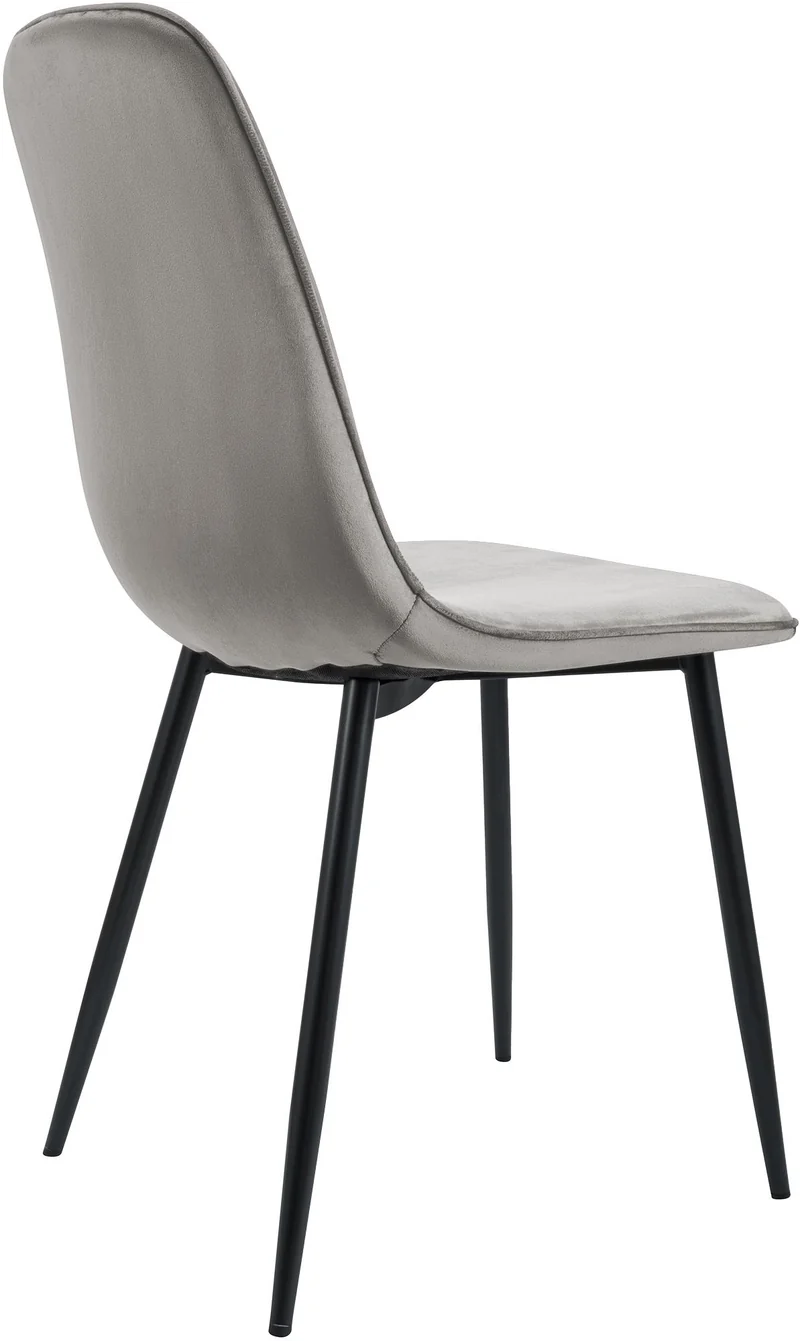 Lot de 2 chaises de salle à manger élégantes et minimalistes en velours gris clair cadre en métal noir 10_0007530