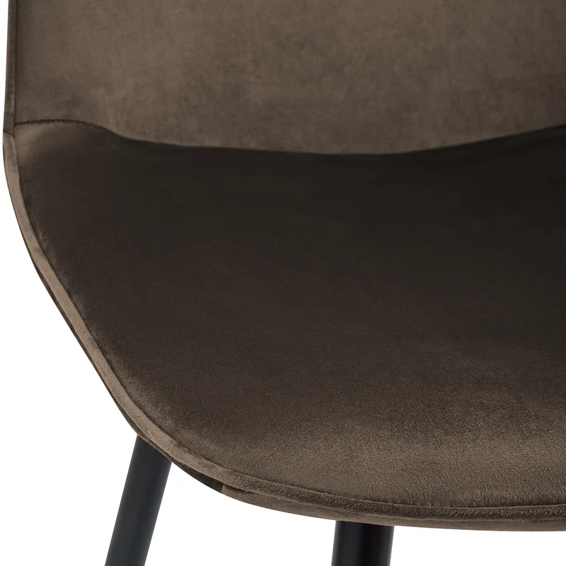 Lot de 2 chaises de salle à manger élégantes et minimalistes en velours marron cadre en métal noir 10_0007428
