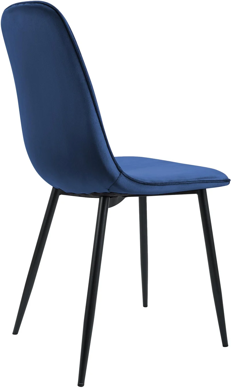 Lot de 2 chaises de salle à manger élégantes et minimalistes en velours bleu foncé cadre en métal noir 10_0007405