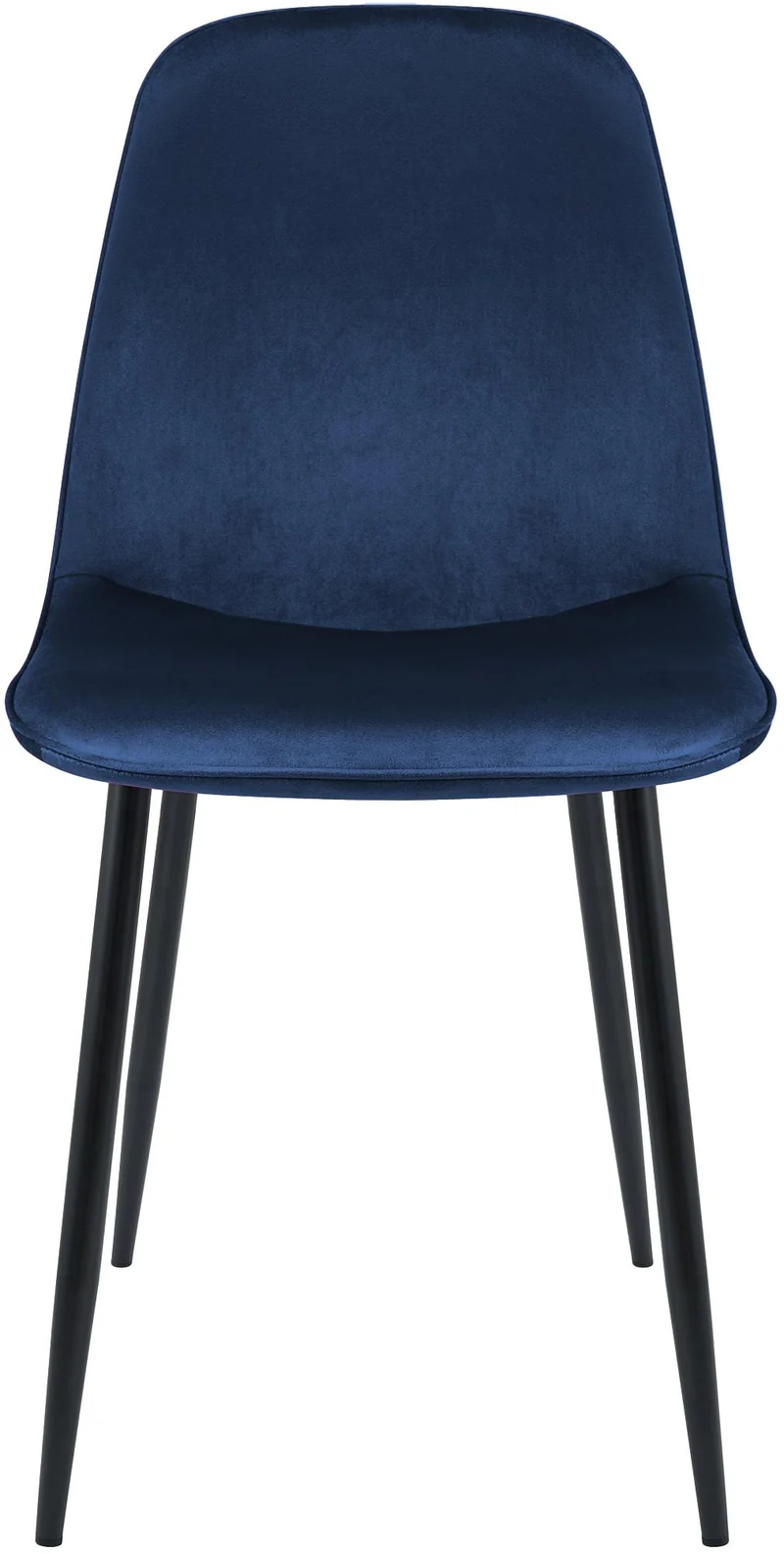 Lot de 2 chaises de salle à manger élégantes et minimalistes en velours bleu foncé cadre en métal noir 10_0007405