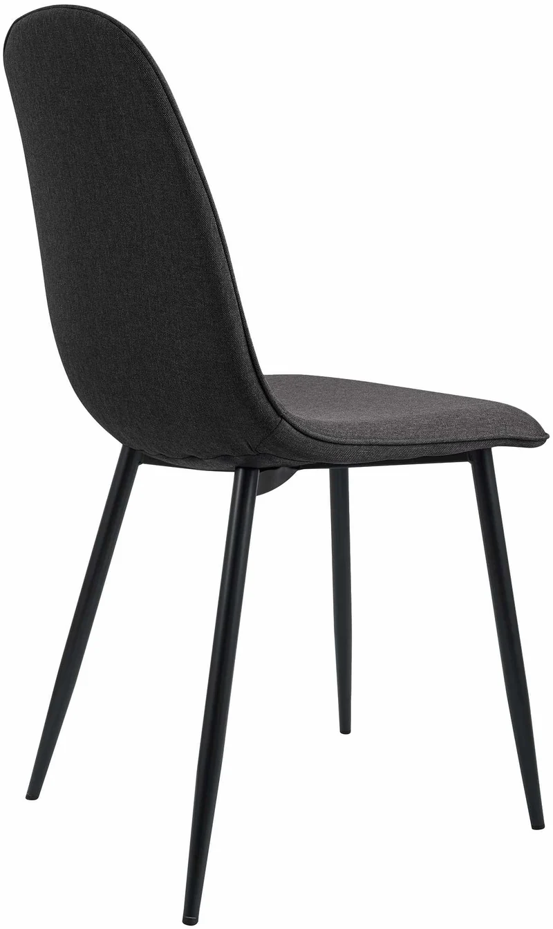Lot de 2 chaises de salle à manger élégantes et minimalistes en tissu gris foncé cadre en métal noir 10_0007384