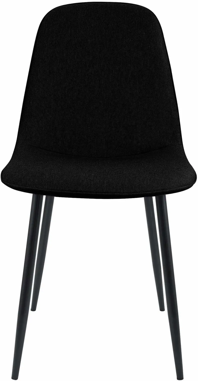 Lot de 2 chaises de salle à manger élégantes et minimalistes en tissu noir cadre en métal noir 10_0007368