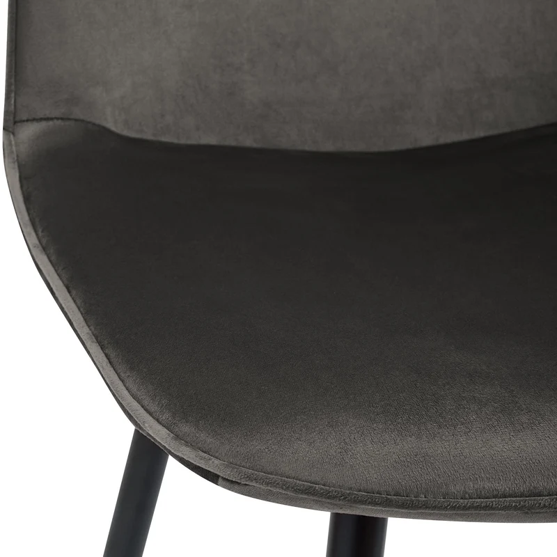 Lot de 2 chaises de salle à manger élégantes et minimalistes en velours anthracite cadre en métal noir 10_0007350