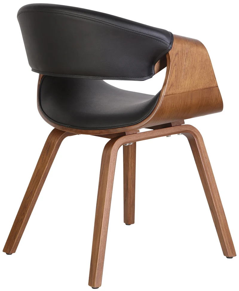 Lot de 2 chaises de salle à manger avec accoudoirs design rétro en PVC noir et bois marron 10_0007863
