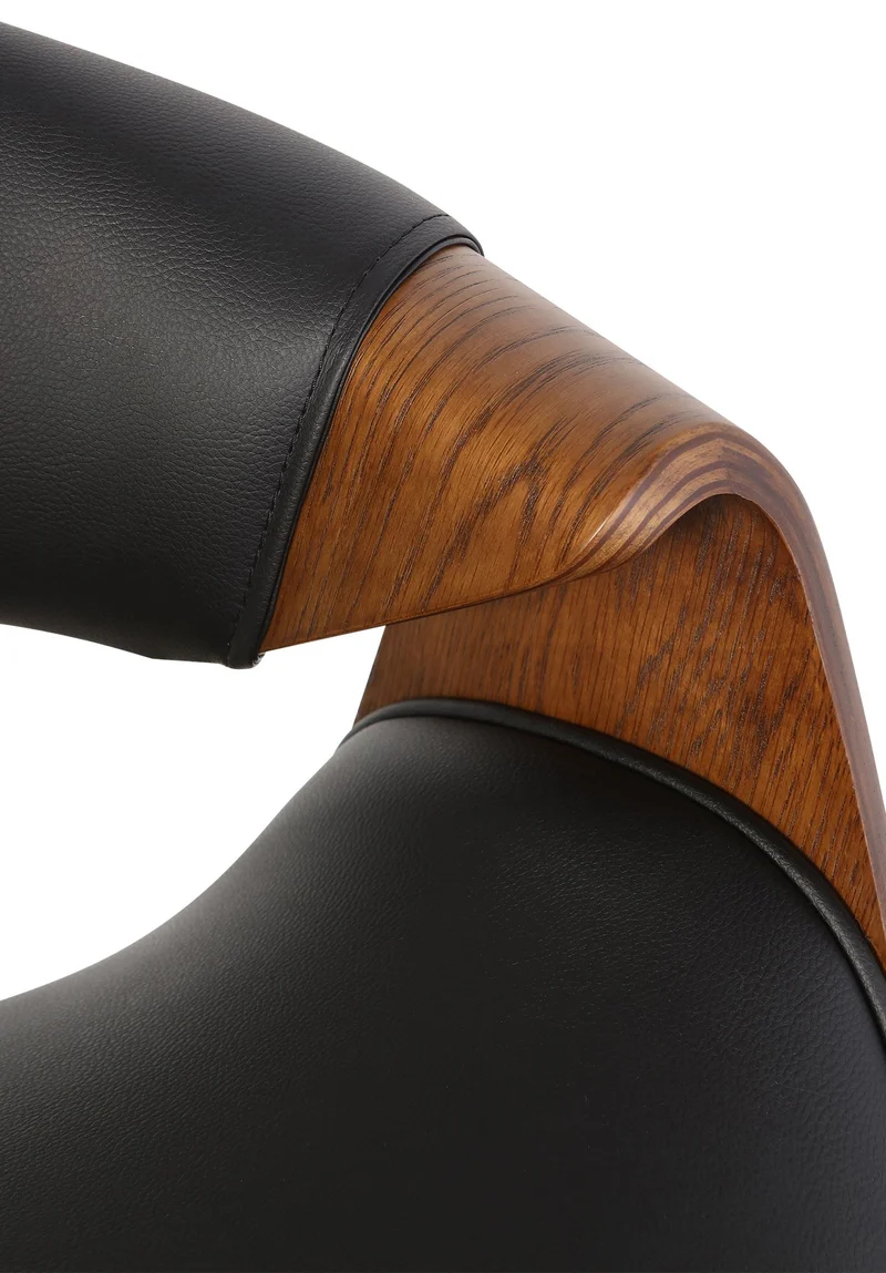 Lot de 2 chaises de salle à manger avec accoudoirs design rétro en PVC noir et bois marron 10_0007863