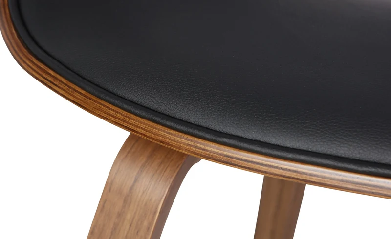 Lot de 2 chaises de salle à manger avec accoudoirs design rétro en PVC noir et bois marron 10_0007863