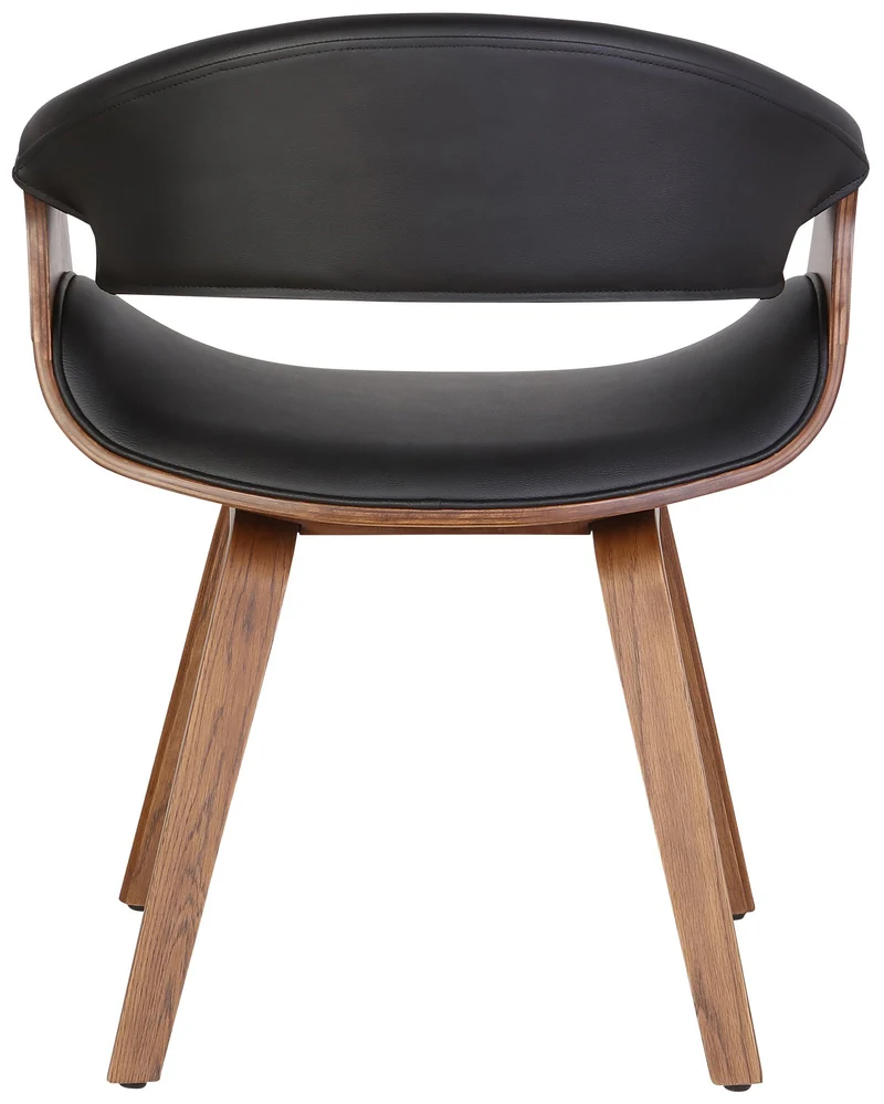 Chaise de salle à manger x1 avec accoudoirs design rétro en PVC crème et bois marron 10_0007822
