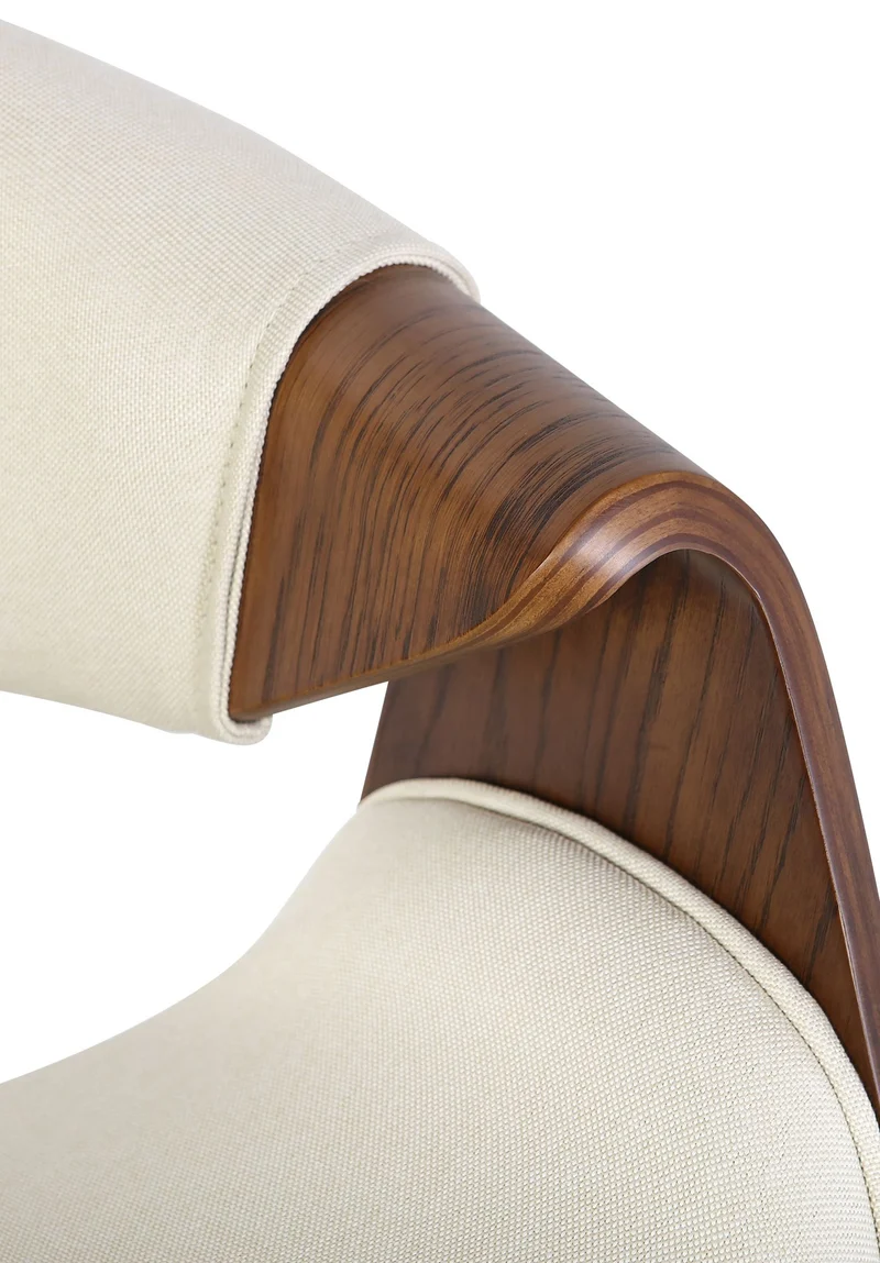Lot de 2 chaises de salle à manger avec accoudoirs design rétro en tissu crème et bois marron 10_0007666