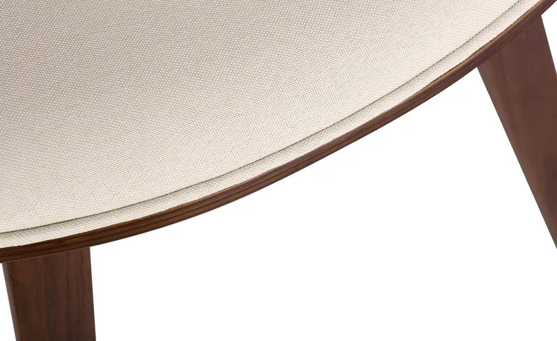 Chaise de salle à manger x1 avec accoudoirs design rétro en tissu crème et bois marron 10_0007444