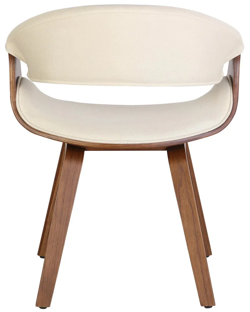 Chaise de salle à manger x1 avec accoudoirs design rétro en tissu crème et bois marron 10_0007444