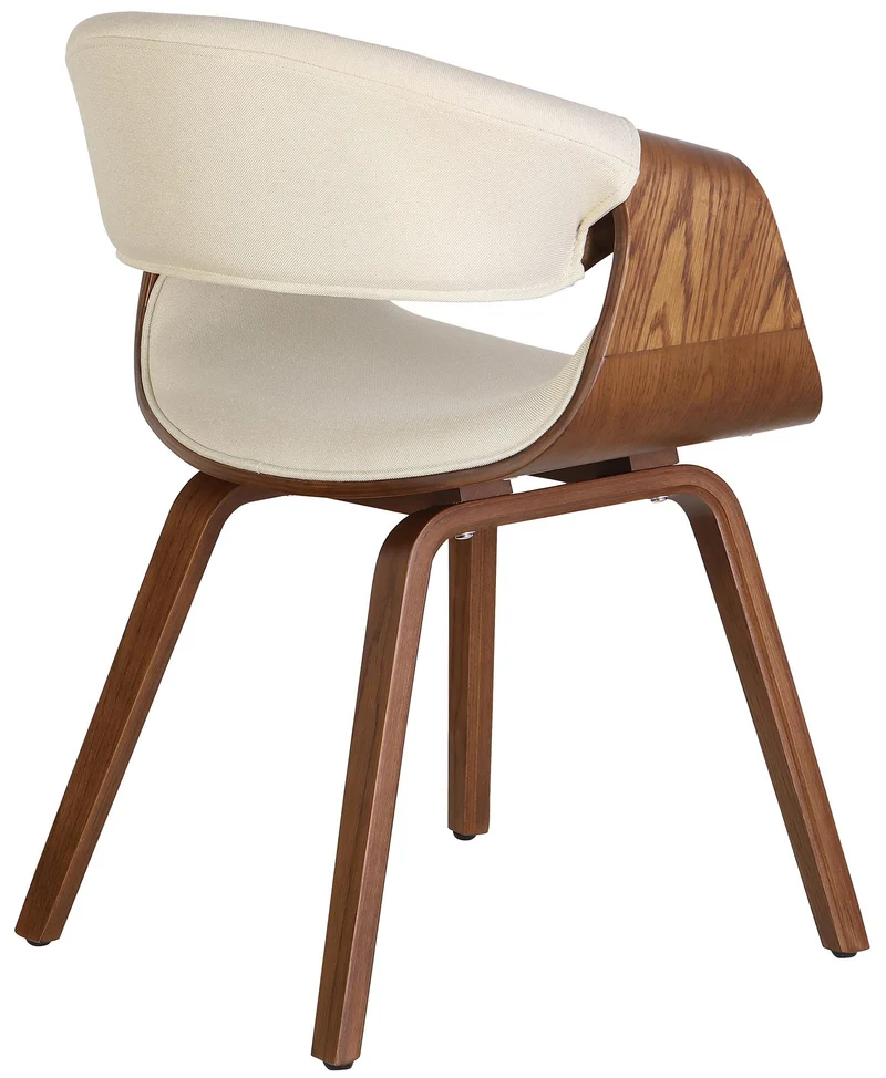 Chaise de salle à manger x1 avec accoudoirs design rétro en tissu crème et bois marron 10_0007444