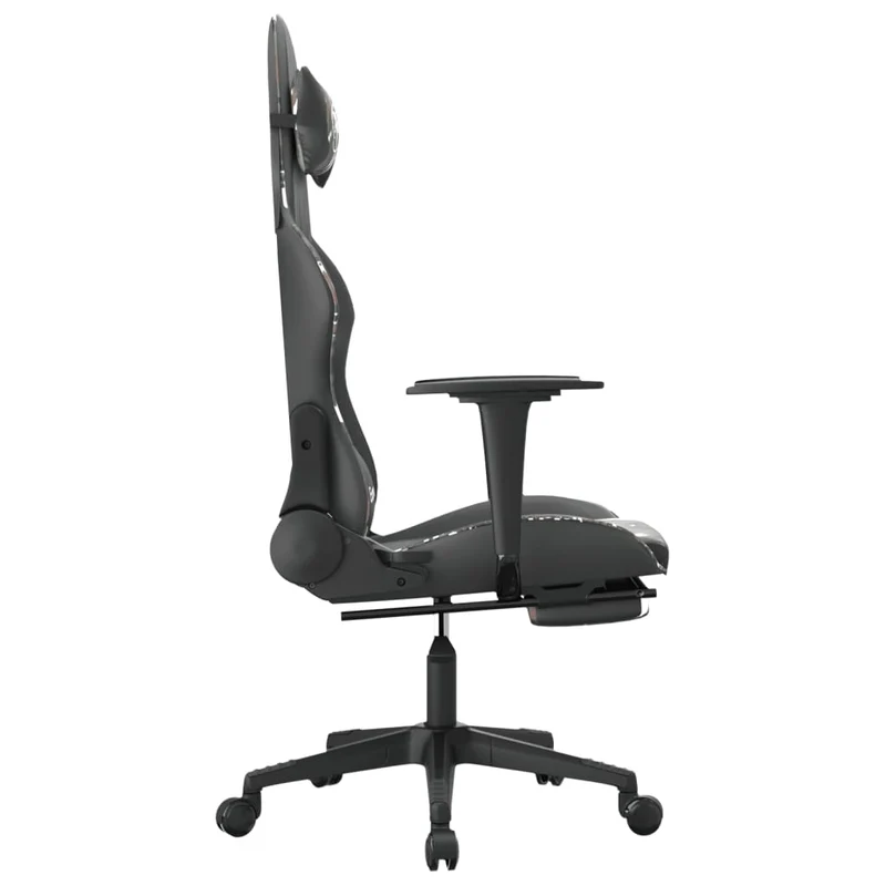 Fauteuil de bureau chaise gaming sur roulettes avec repose-pied design camouflage PVC DEC025759