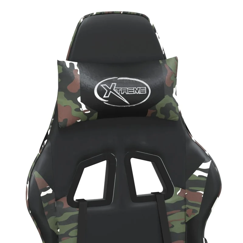 Fauteuil de bureau chaise gaming sur roulettes avec repose-pied design camouflage PVC DEC025759