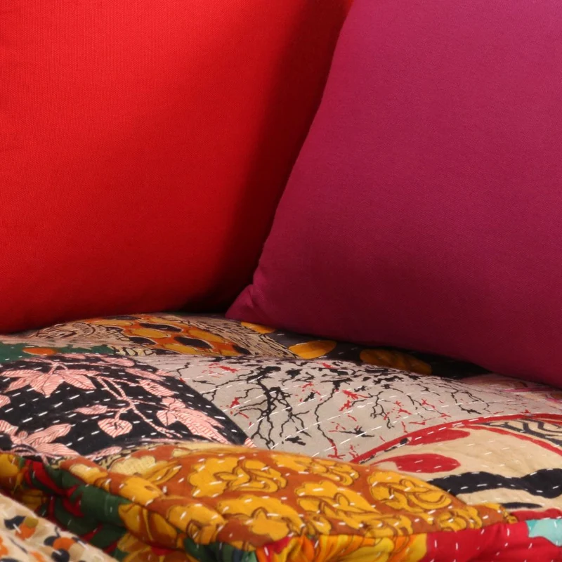 Coussins de sol poufs modulaire chaise longue en tissu 2 places en tissu Patchwork DEC021229