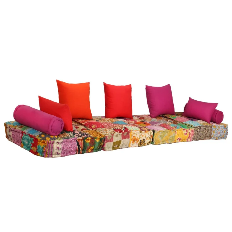 Coussins de sol poufs modulaire chaise longue en tissu 2 places en tissu Patchwork DEC021229