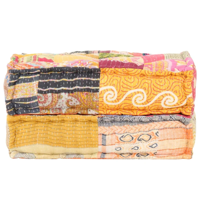 Coussin de sol pouf repose-pieds 60x70x36 cm en tissu patchwork DEC021303