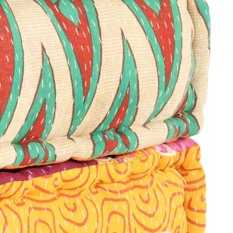 Coussin de sol pouf repose-pieds 60x70x36 cm en tissu patchwork DEC021303