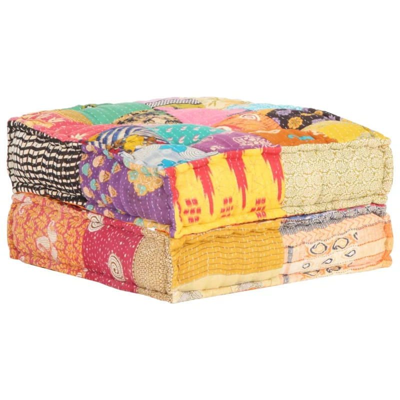 Coussin de sol pouf repose-pieds 60x70x36 cm en tissu patchwork DEC021303