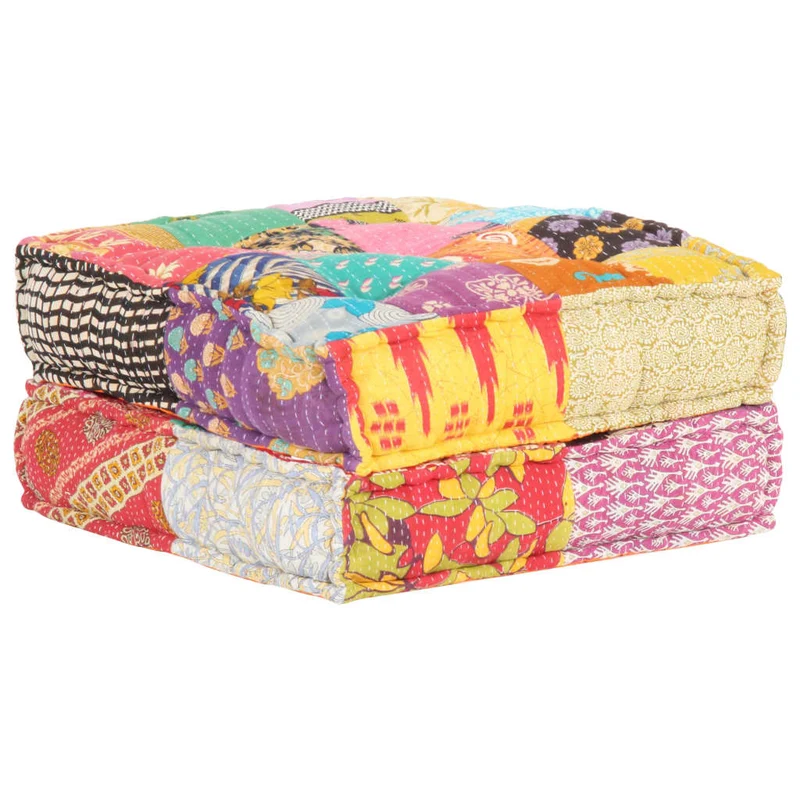 Coussin de sol pouf repose-pieds 60x70x36 cm en tissu patchwork DEC021303