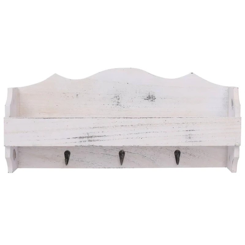 Porte-manteau mural Blanc avec 3 crochets 50x10x23 cm Bois DEC024210