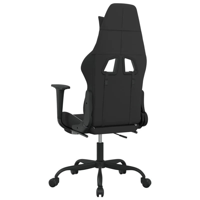 Fauteuil de bureau chaise gaming sur roulettes avec repose-pieds en tissu noir et blanc DEC025749