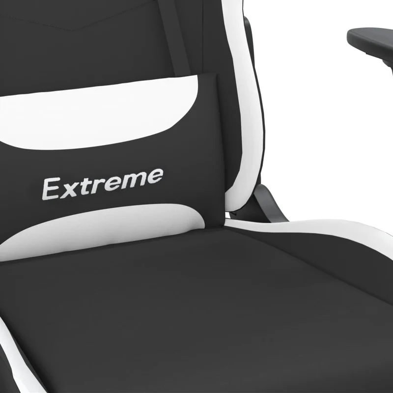 Fauteuil de bureau chaise gaming sur roulettes avec repose-pieds en tissu noir et blanc DEC025749