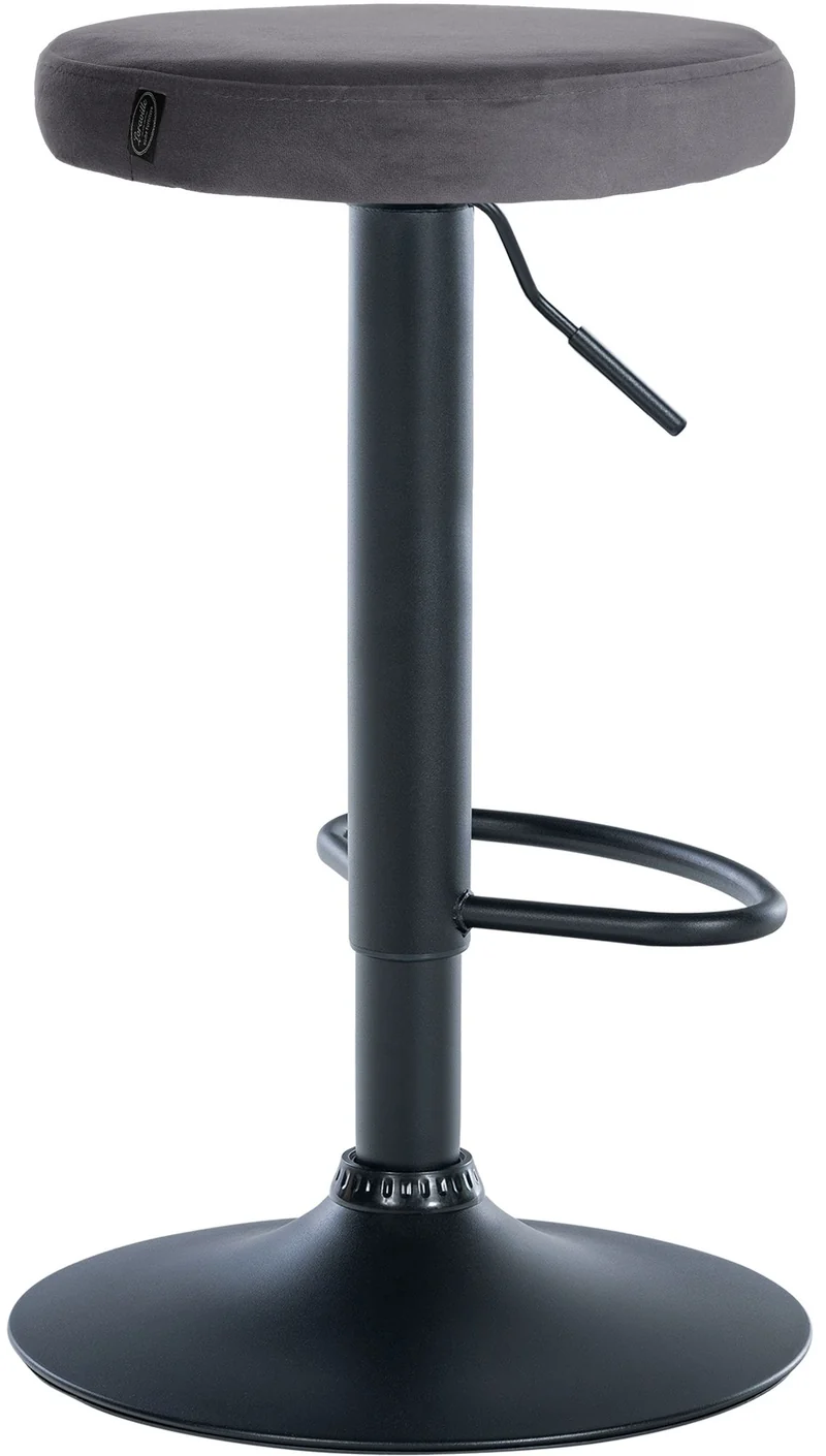 Tabouret de bar x1 design simple hauteur réglable revêtement en velours gris foncé pieds en métal noir 10_0005352