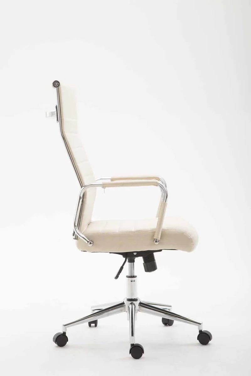 Fauteuil de bureau en tissu crème avec assise rembourrée pivotant BUR10237