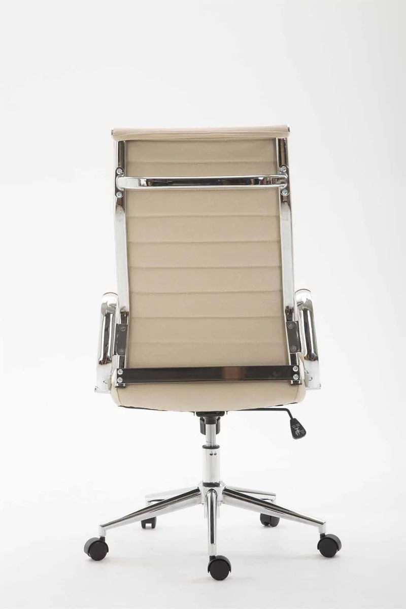 Fauteuil de bureau en tissu crème avec assise rembourrée pivotant BUR10237