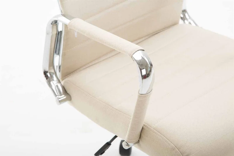 Fauteuil de bureau en tissu crème avec assise rembourrée pivotant BUR10237