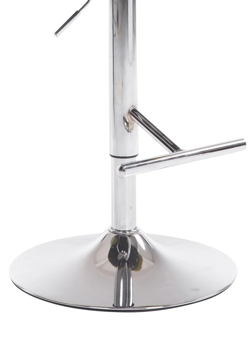 Tabouret de bar design moderne forme œuf capitonné avec repose-pieds en métal chromé tissu crème TDB10334