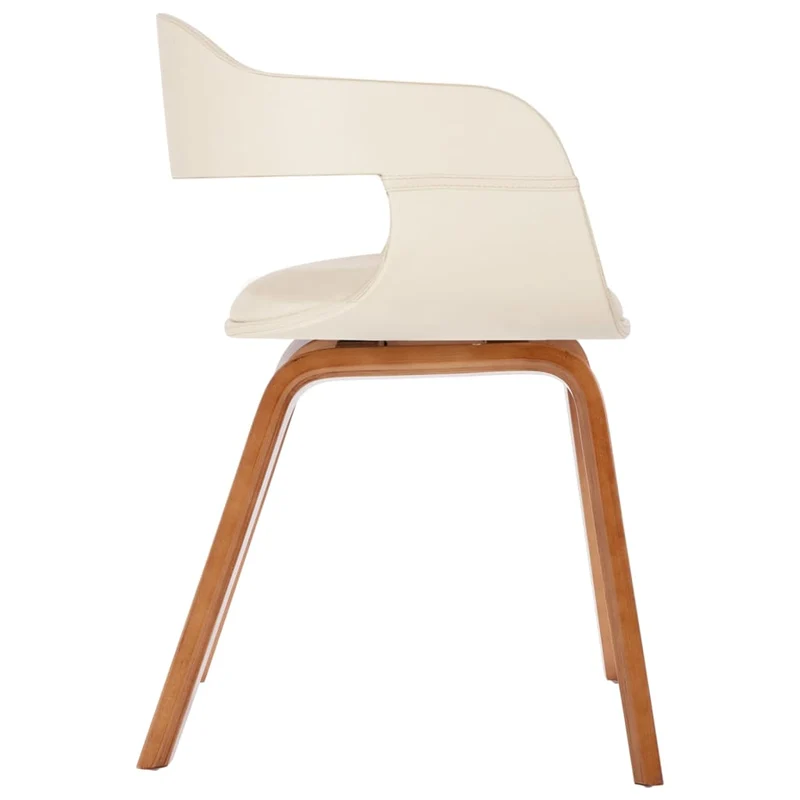 Chaise de salle à manger blanc bois courbé et synthétique CDS020012