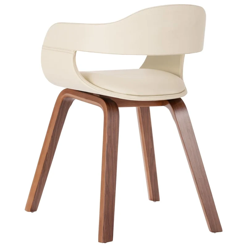Chaise de salle à manger blanc bois courbé et synthétique CDS020012