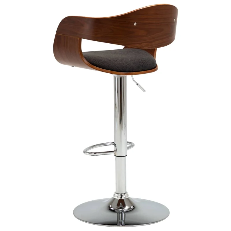 Tabourets de bar x2 chaises haute rétro en bois courbé et tissu gris et métal DEC029393
