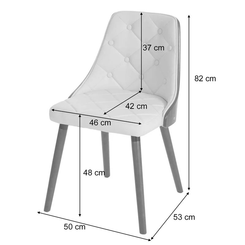 Chaise à manger visiteur bureau capitonné aspect noyer courbé en tissu noir gris 04_0002201