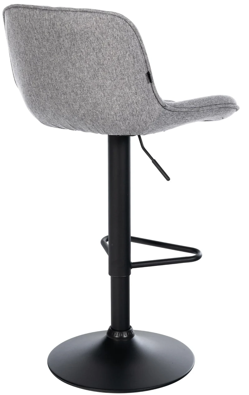 Lot de 2 tabourets de bar repose-pieds hauteur réglable en tissu gris clair coutures losange cadre métal noir 10_0006232