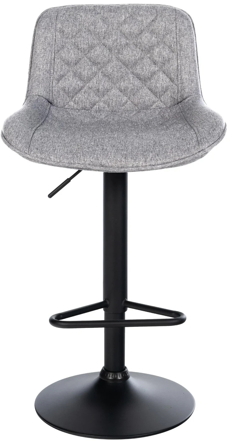 Lot de 2 tabourets de bar repose-pieds hauteur réglable en tissu gris clair coutures losange cadre métal noir 10_0006232