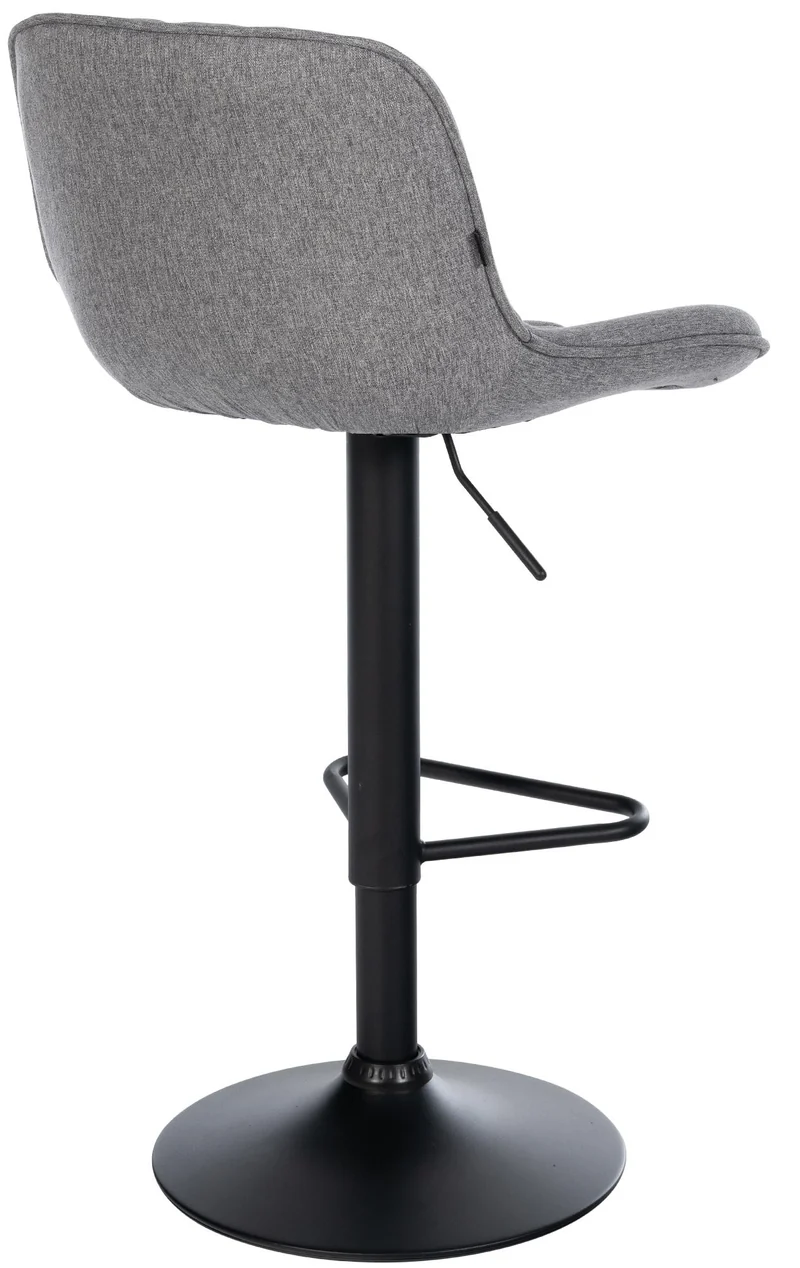 Lot de 2 tabourets de bar repose-pieds hauteur réglable en tissu gris foncé coutures losange cadre métal noir 10_0006159