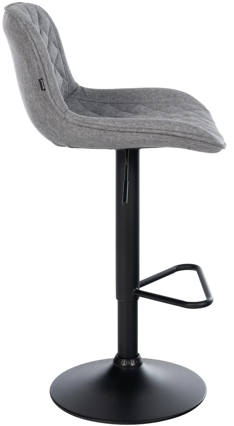 Lot de 2 tabourets de bar repose-pieds hauteur réglable en tissu gris foncé coutures losange cadre métal noir 10_0006159
